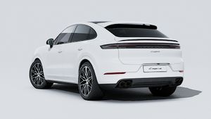 Exterior view of Cayenne Coupé Black Edition showing the back and left side of the car