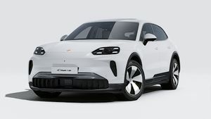 Exterior view of Cayenne Electric showing the front and left side of the car