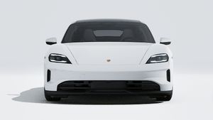 Exterior view of Taycan showing the front of the car
