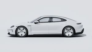 Exterior view of Taycan showing the left side of the car
