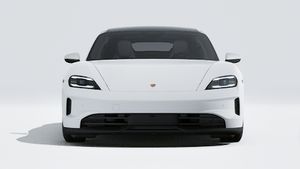 Exterior view of Taycan 4S showing the front of the car
