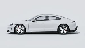 Exterior view of Taycan 4S showing the left side of the car