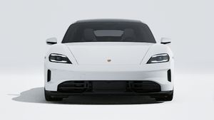 Exterior view of Taycan GTS showing the front of the car
