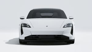 Exterior view of Taycan Turbo showing the front of the car