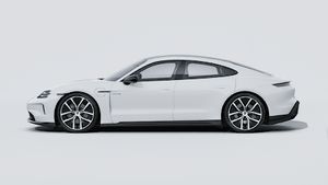 Exterior view of Taycan Black Edition showing the left side of the car