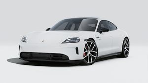 Exterior view of Taycan 4S Black Edition showing the front and left side of the car