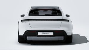 Exterior view of Taycan 4 Cross Turismo showing the rear of the car