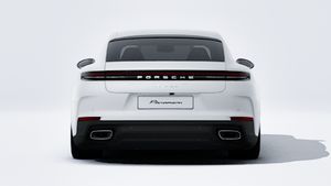 Exterior view of Panamera showing the rear of the car