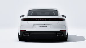 Exterior view of Panamera 4 showing the rear of the car