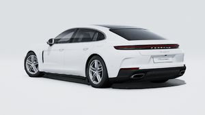 Exterior view of Panamera 4 E-Hybrid Executive showing the back and left side of the car