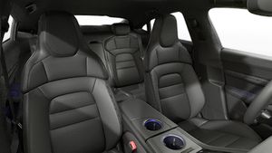 Interior view showing the front seats of Taycan
