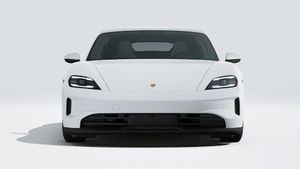 Exterior view of Taycan showing the front of the car