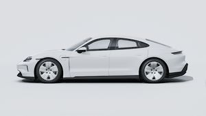 Exterior view of Taycan showing the left side of the car