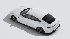 Exterior view of Taycan Turbo S seen from above
