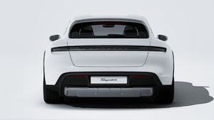 Exterior view of Taycan 4S Cross Turismo showing the rear of the car
